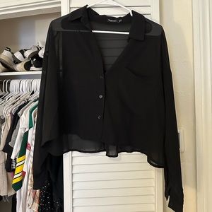 Nastygal Sheer Cropped Button Up